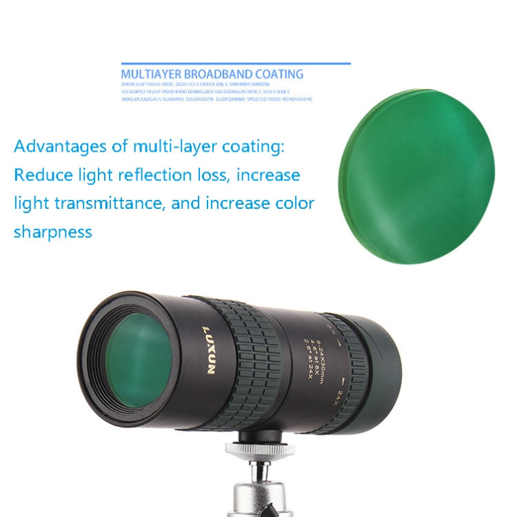 LUXUN 8-24X30 Shimmer  Single-Cylinder Variation Telescope with Phone Clip & Tripod