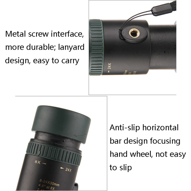 LUXUN 8-24X30 Shimmer  Single-Cylinder Variation Telescope with Phone Clip & Tripod