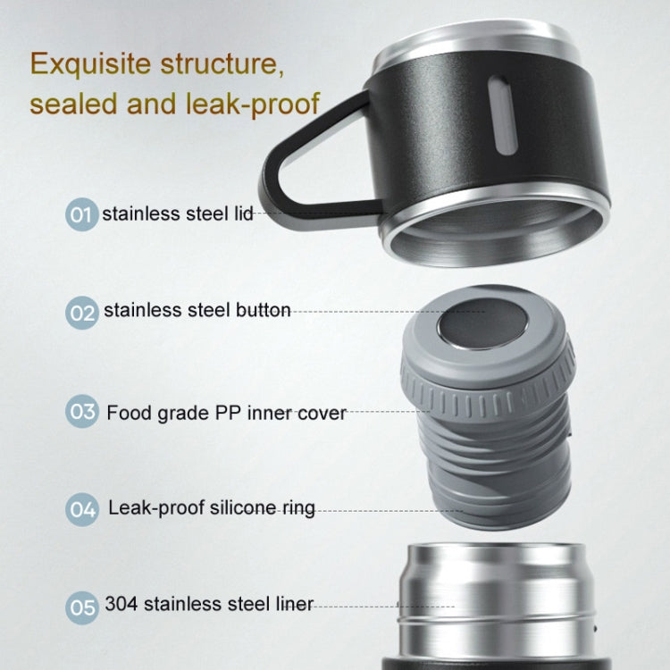 500ml 304 Stainless Steel Thermos Cup Portable Business Tea Cup,Spec: Gift Box Set(Silver)