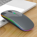 3 Keys RGB Backlit Silent Bluetooth Wireless Dual Mode Mouse (Grey)