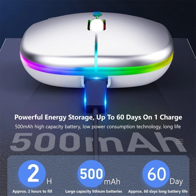 3 Keys RGB Backlit Silent Bluetooth Wireless Dual Mode Mouse (Grey)