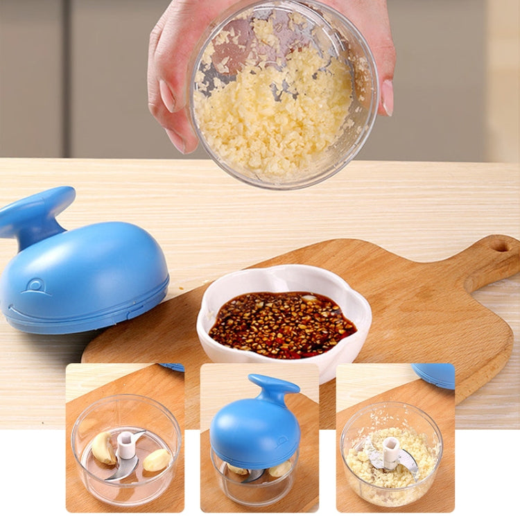 Home Kitchen Cartoon Whale Shape Hand-pulled Mini Garlic Puller Multi-function Chili Pepper Mincer(Pink)