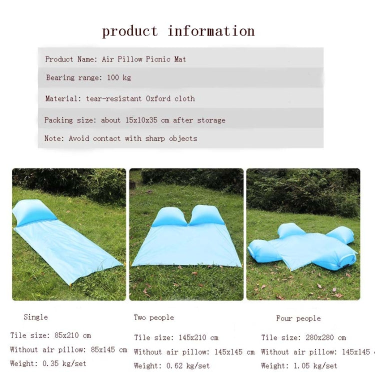 Outdoor Waterproof Air Pillow Picnic Mat Carrying Ground Sand Beach Grass Mat, Style:Double(Random Color)
