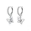 Butterfly S925 Sterling Silver Earrings Hollow Zircon Earrings
