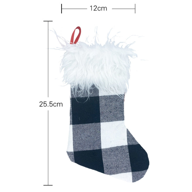 Christmas Tree Ornaments Decoration Supplies Gift Bag Plush Christmas Socks Gift Bag Pendant, Black and White, Red and White