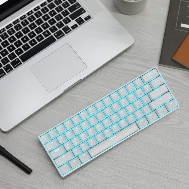 RK61 61 Keys Bluetooth / 2.4G Wireless / USB Wired Three Modes Tablet Mobile Gaming Mechanical Keyboard, Cable Length: 1.5m, Style:Green Shaft(White)
