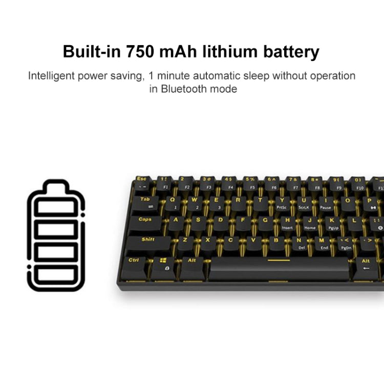 RK61 61 Keys Bluetooth / 2.4G Wireless / USB Wired Three Modes Tablet Mobile Gaming Mechanical Keyboard, Cable Length: 1.5m, Style:Tea Shaft(Black)