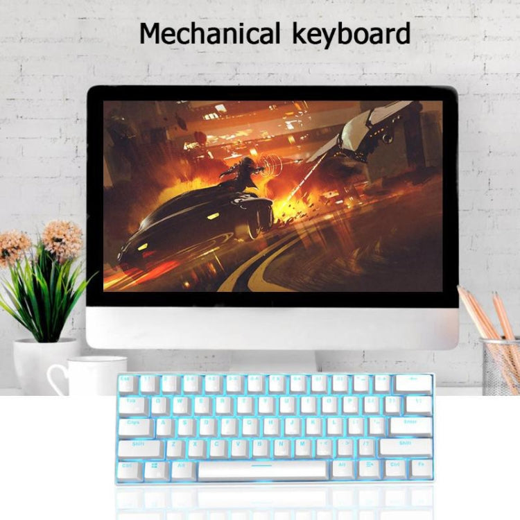 RK61 61 Keys Bluetooth / 2.4G Wireless / USB Wired Three Modes Tablet Mobile Gaming Mechanical Keyboard, Cable Length: 1.5m, Style:Tea Shaft(Black)