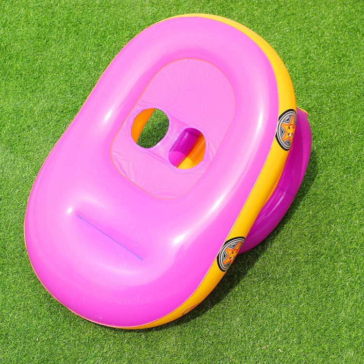Sunshade and Sunscreen Baby Swimming Ring Car Boat Shape Inflatable Swimming Ring with Horn(Purple+Yellow)