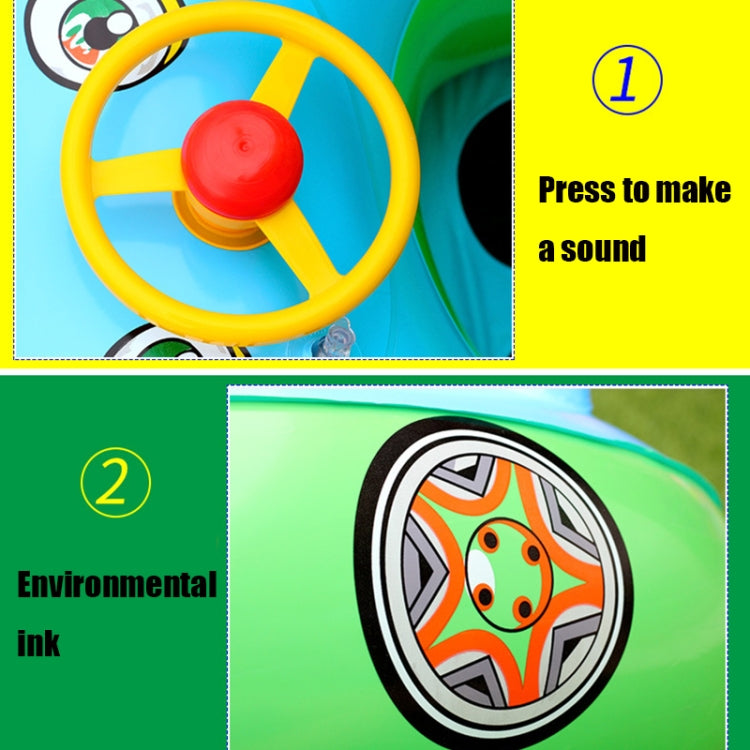 Sunshade and Sunscreen Baby Swimming Ring Car Boat Shape Inflatable Swimming Ring with Horn(Purple+Yellow)