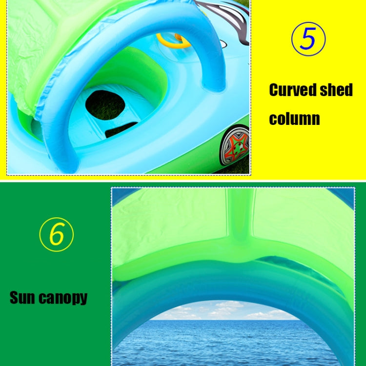 Sunshade and Sunscreen Baby Swimming Ring Car Boat Shape Inflatable Swimming Ring with Horn(Purple+Yellow)