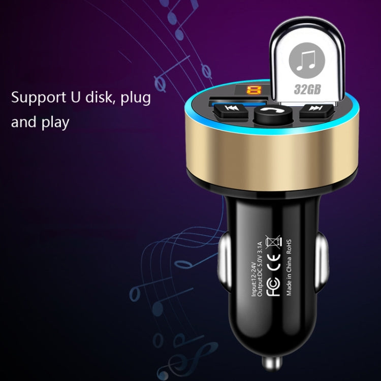 Halo Car MP3 Bluetooth Player Car Charger Car FM Transmitter 3.1A Car Charger(Snow Silver)