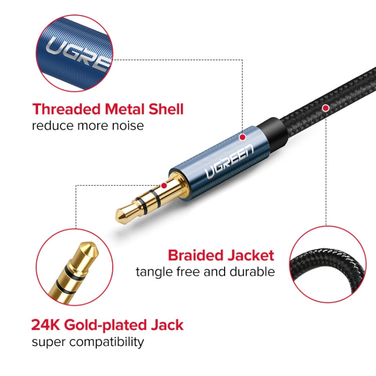 Ugreen AV112 Audio Cable 3.5mm Speaker Line Aux Cable, Length:5m(Blue)