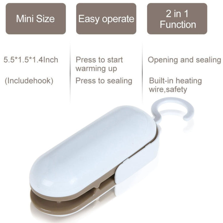 Household Mini Heat Sealing Machine Package Sealer Clamps(Brown)