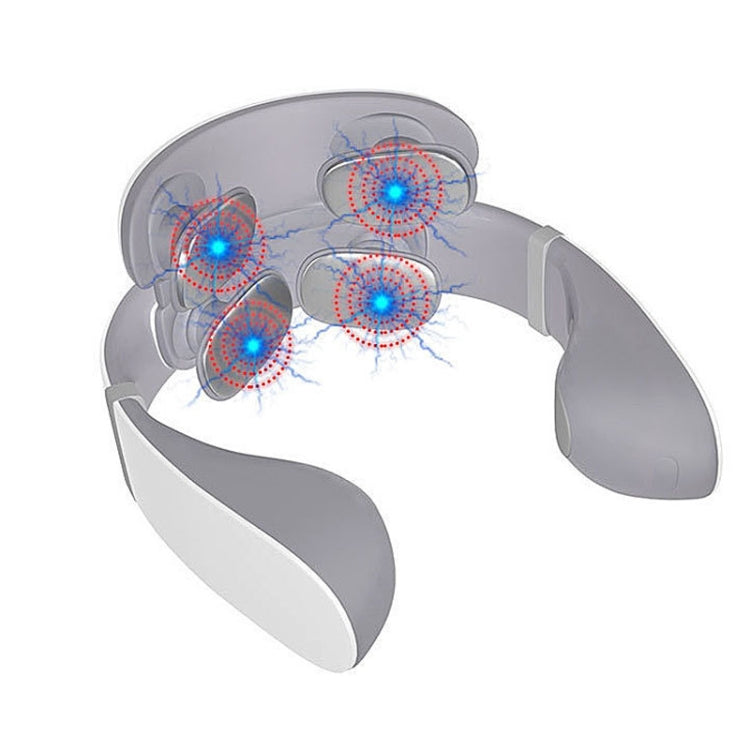 Pulse Multifunctional Hot Compress Physiotherapy Shoulder and Neck Cervical Massager Neck Protector, Style:Four Ends(White)