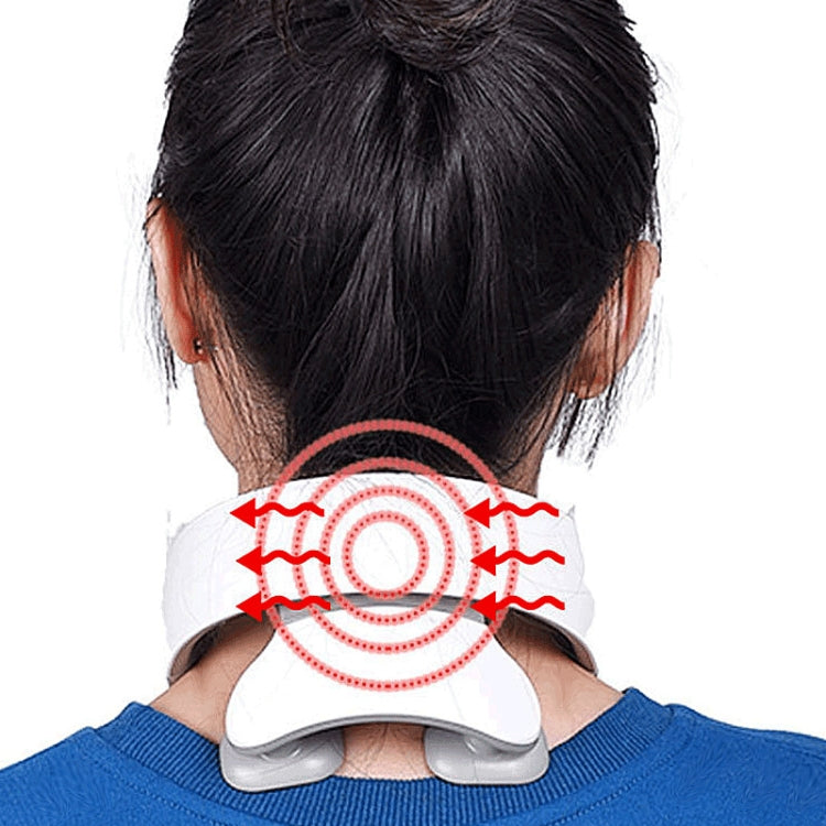 Pulse Multifunctional Hot Compress Physiotherapy Shoulder and Neck Cervical Massager Neck Protector, Style:Four Ends(White)