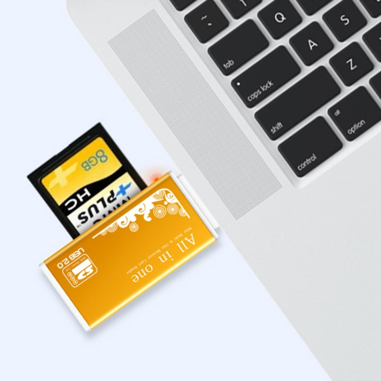Multi in 1 Memory SD Card Reader for Memory Stick Pro Duo Micro SD,TF,M2,MMC,SDHC MS Card(Gold)