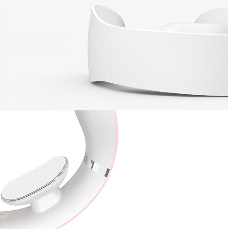Neck Protector Intelligent Wireless Meridian Electric Physiotherapy Pulse Shoulder and Neck Massager, Style:English Voice Broadcast(Glutinous Rice White)