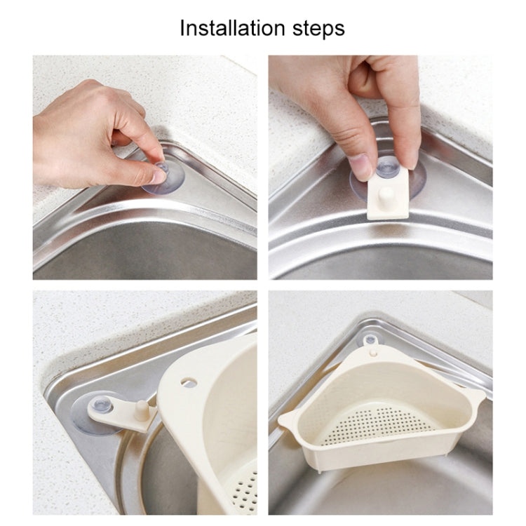 Kitchen Vegetable Rack Household Sink Drain Rack Triangle Storage Hanger Free Punch Tray Hanging Basket(Gray)