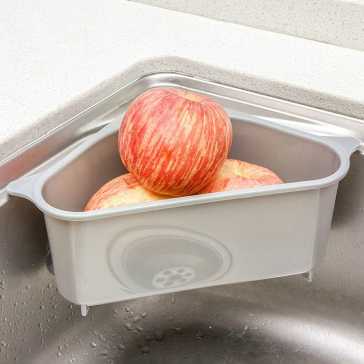 Kitchen Vegetable Rack Household Sink Drain Rack Triangle Storage Hanger Free Punch Tray Hanging Basket(Gray)