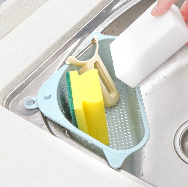 Kitchen Vegetable Rack Household Sink Drain Rack Triangle Storage Hanger Free Punch Tray Hanging Basket(Gray)