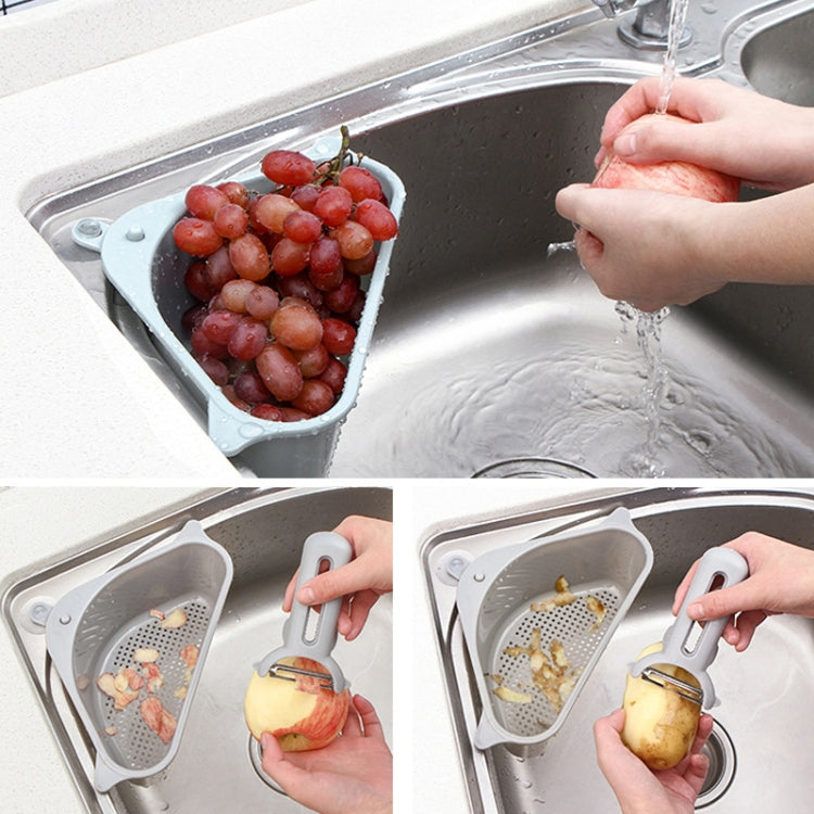 Kitchen Vegetable Rack Household Sink Drain Rack Triangle Storage Hanger Free Punch Tray Hanging Basket(Gray)