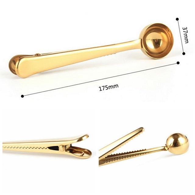 Multifunction Kitchen Coffee Scoop With Clip Stainless Steel Tea Coffee Measuring Cup Coffee Scoop