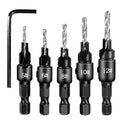 5 PCS/Set Countersink Woodworking Drill Bit Set Hexagon Screw Hardware Tool(Silver)