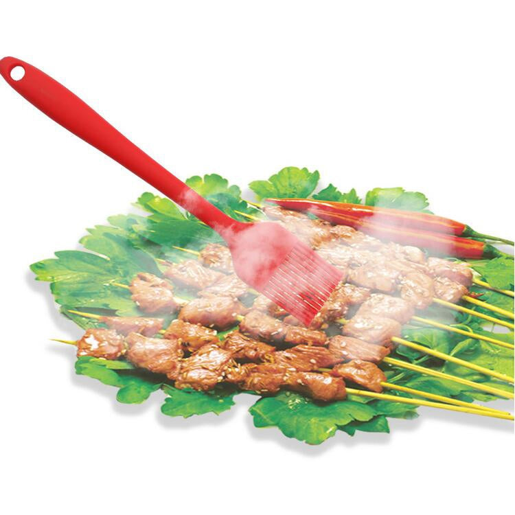 6 in 1 Silicone Kitchenware Slotted Spatula Scraper Egg Beater Brush Food Clip Set(Red)