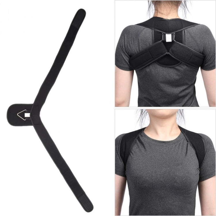 Adjustable Upper Back Shoulder Support Posture Corrector Adult Corset Spine Brace Back Belt, Size:L(Black)