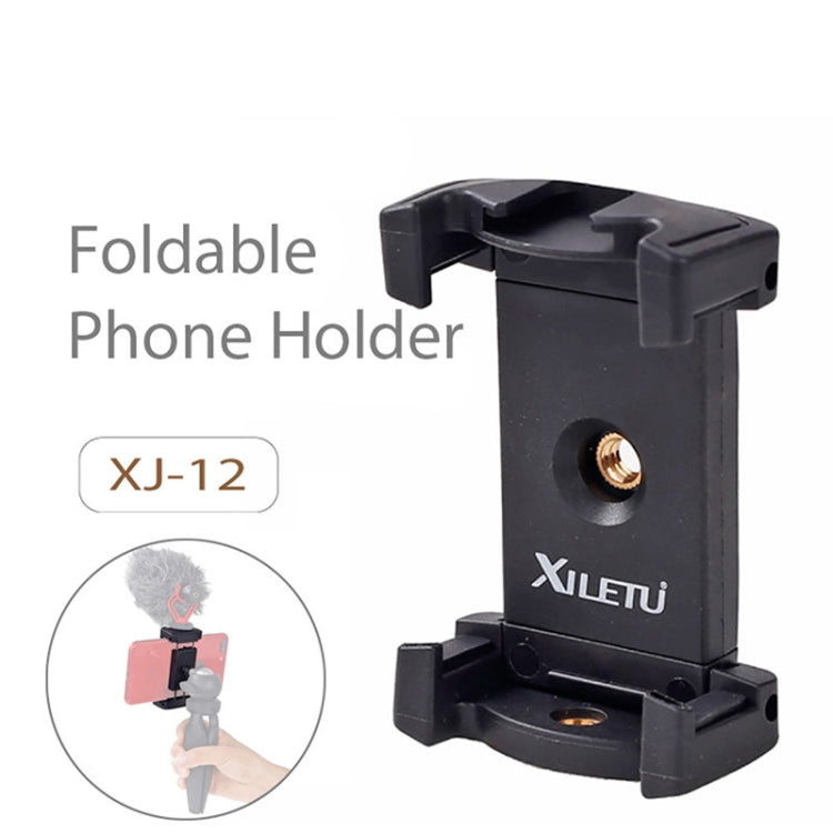 Xiletu Xj-12 Live Broadcast Bracket Fixing Clip Tripod Mount Phone Clamp with 1/4 inch Screw Holes & Cold Shoe Base, Xj12