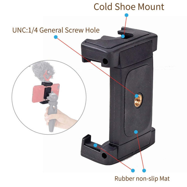 Xiletu Xj-12 Live Broadcast Bracket Fixing Clip Tripod Mount Phone Clamp with 1/4 inch Screw Holes & Cold Shoe Base, Xj12