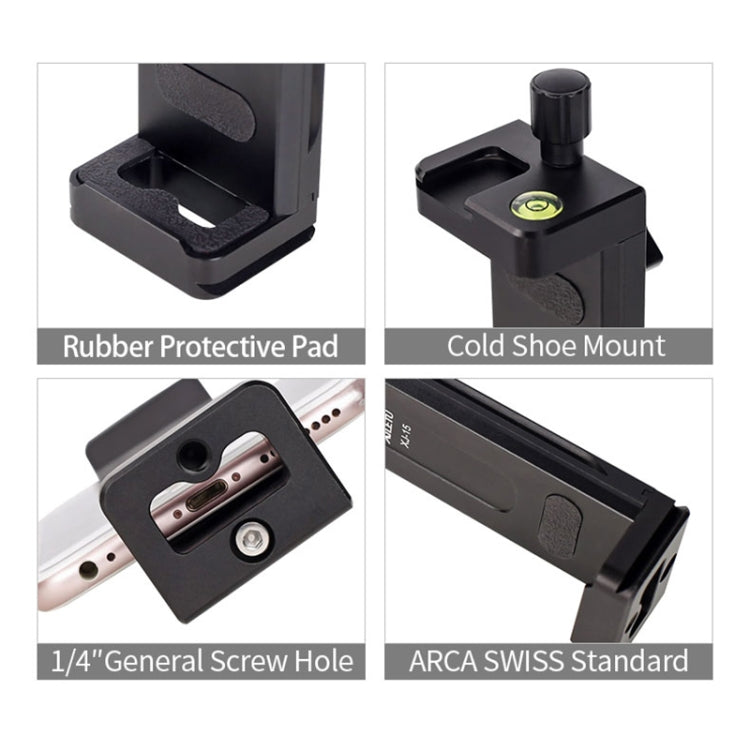 Xiletu Xj15 Live Broadcast Desktop Full Metal Tripod Mount Tablet Pc Phone Clamp With 1/4 Inch Screw Holes & Cold Shoe Base, Xj15
