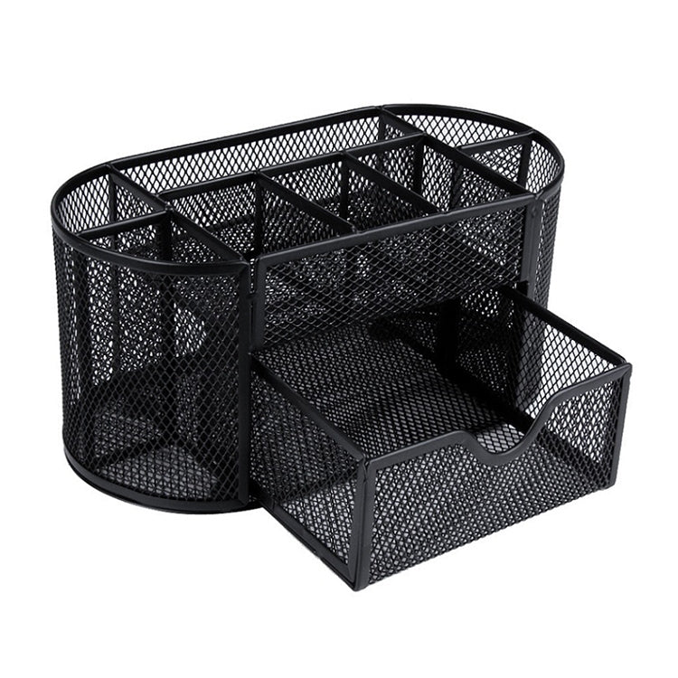 Desk Organizer 9 Grids Metal Mesh Office Pen Pencil Holder(Black)