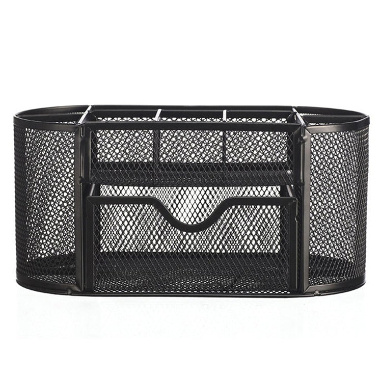 Desk Organizer 9 Grids Metal Mesh Office Pen Pencil Holder(Black)