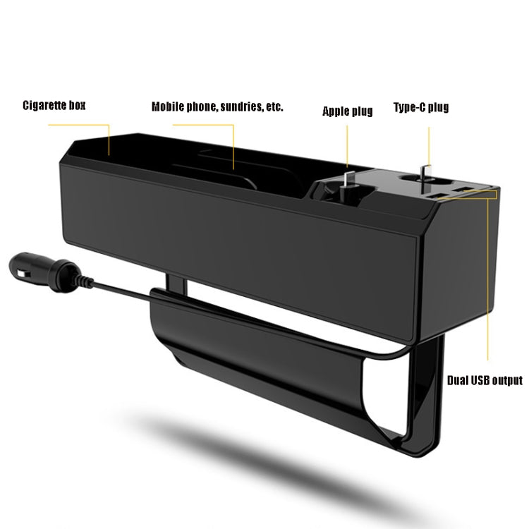 Car Seat Storage Box With Cable Car USB Charger, 2-wire, 3-wire, 2-wire + Storage Box