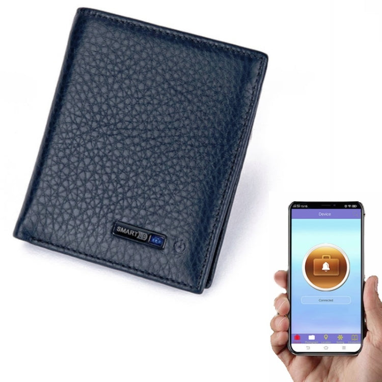 Vertical Wallet Smart Bluetooth Anti-Lost Anti-Theft Leather Bag, Style:Smart(Blue)