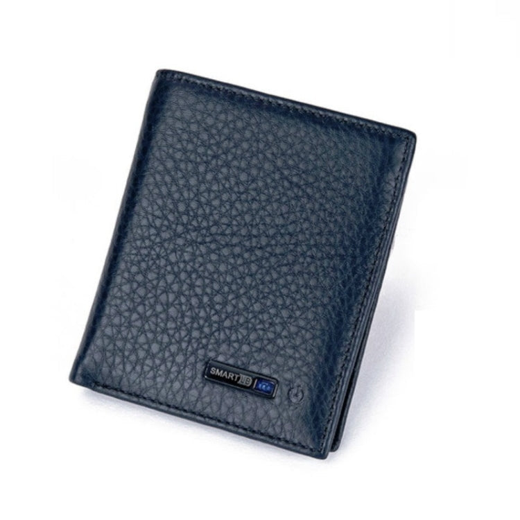 Vertical Wallet Smart Bluetooth Anti-Lost Anti-Theft Leather Bag, Style:Smart(Blue)