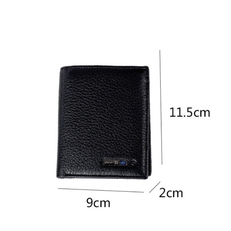 Vertical Wallet Smart Bluetooth Anti-Lost Anti-Theft Leather Bag, Style:Smart(Blue)