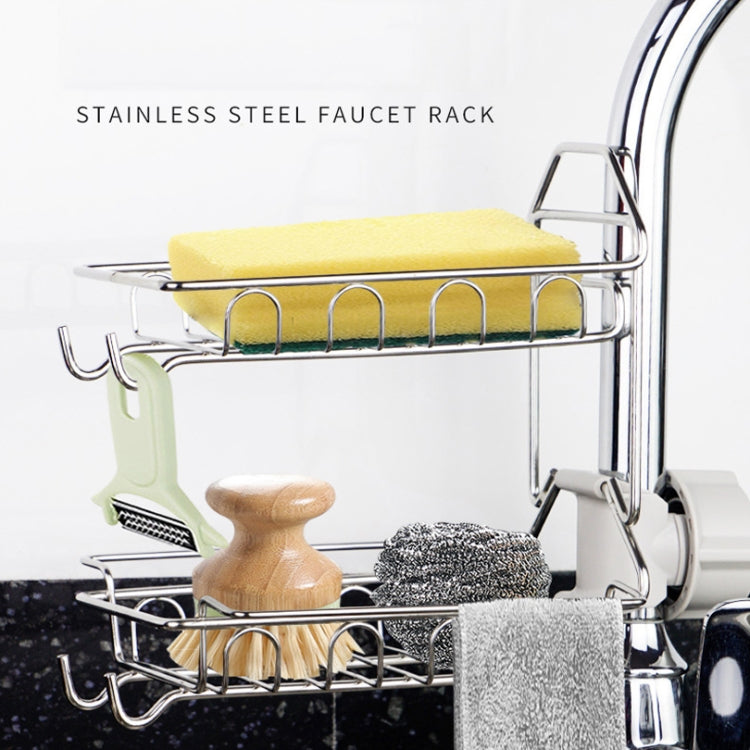 Faucet Rack Stainless Steel Perforated Free Kitchen Sink Storage Rack Rag Sponge Drain Rack, Style:Type B