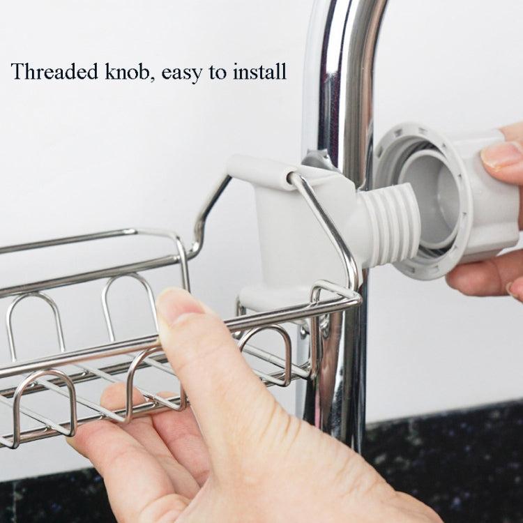 Faucet Rack Stainless Steel Perforated Free Kitchen Sink Storage Rack Rag Sponge Drain Rack, Style:Type B