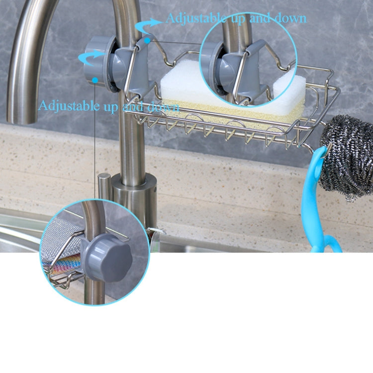 Faucet Rack Stainless Steel Perforated Free Kitchen Sink Storage Rack Rag Sponge Drain Rack, Style:Type B