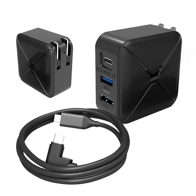 Multi-Function Projection And Charging AC Adapter Base Support Android/PC/Lite For Switch, Specifications:Black+UK Plug