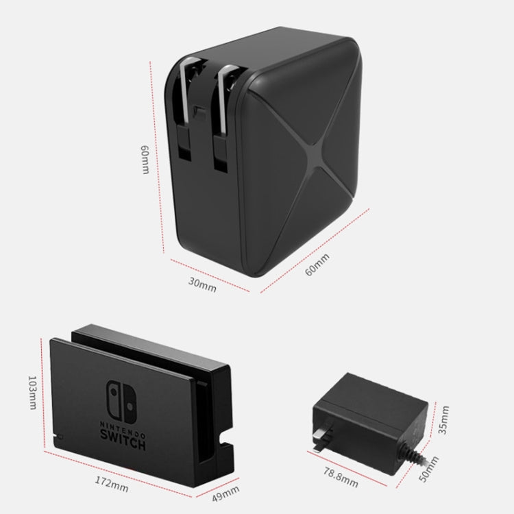 Multi-Function Projection And Charging AC Adapter Base Support Android/PC/Lite For Switch, Specifications:Black+UK Plug