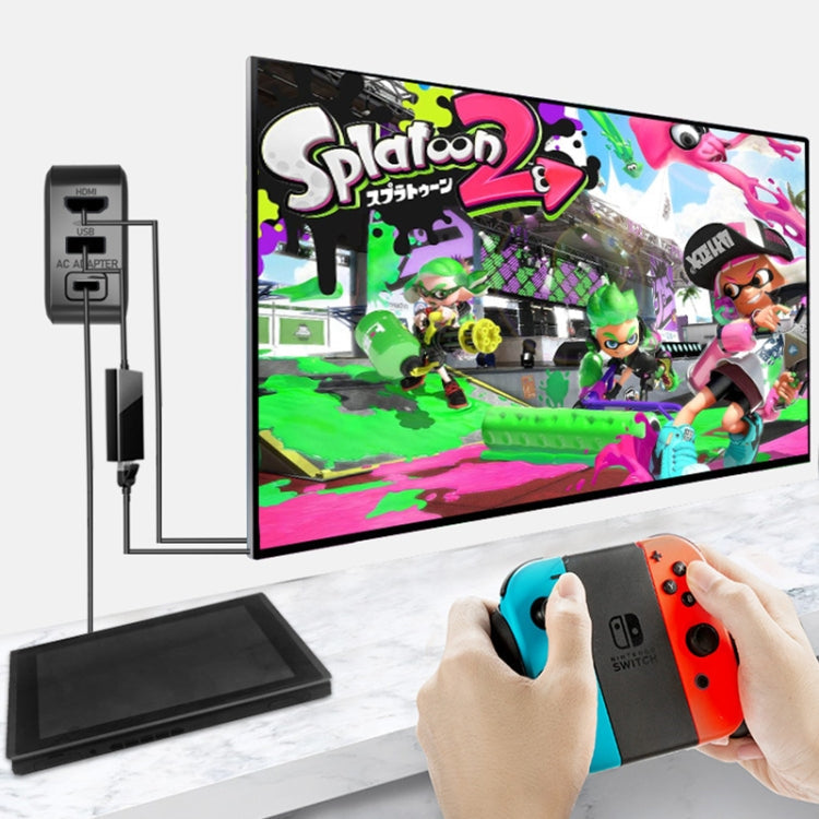 Multi-Function Projection And Charging AC Adapter Base Support Android/PC/Lite For Switch, Specifications:Black+UK Plug