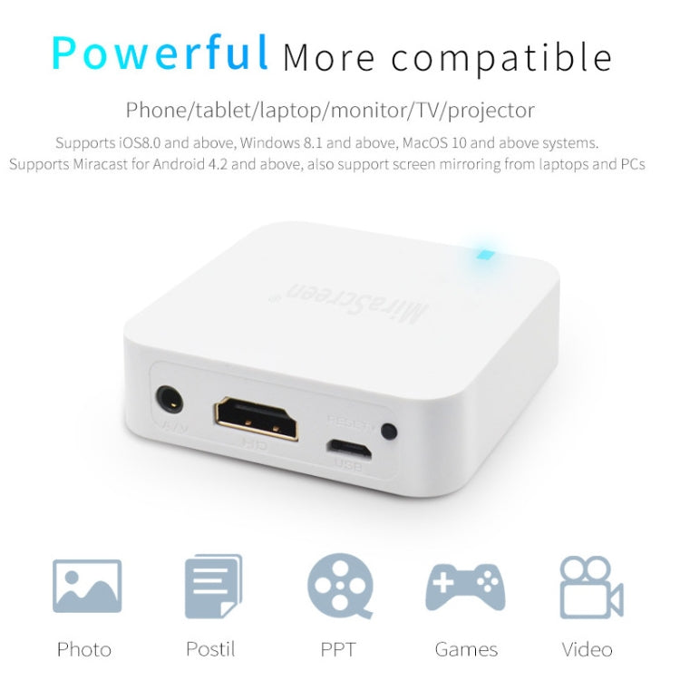 MiraScreen Car Multimedia Display Device Dongle Audio Video Miracast WiFi Mirror Box, Support Android and iOS, AV and HDTV Ports