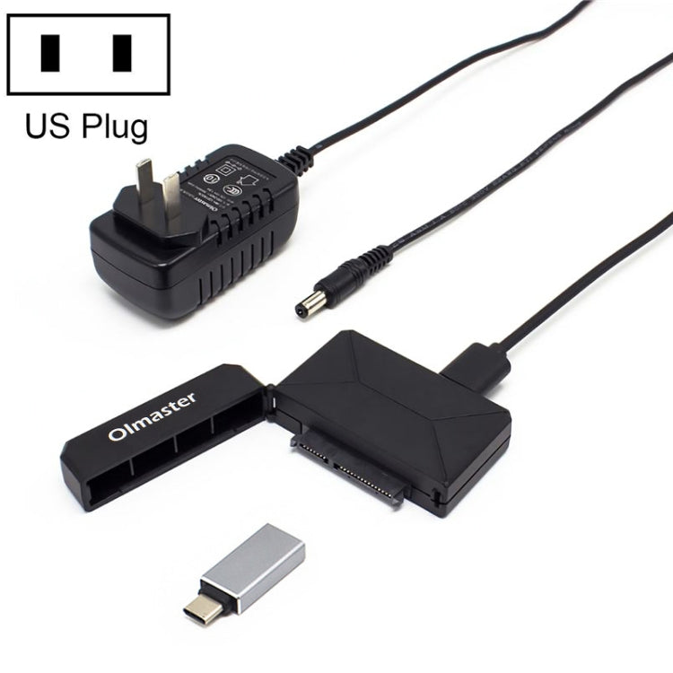 Olmaster External Notebook Hard Drive Adapter Cable Easy Drive Cable USB3.0 to SATA Converter, Style:Hard Disk + Type-C Adapter, Size:3.5 Inch (US Plug)