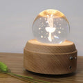 Girl Bedside Lamp Crystal Ball Wooden Base Music Box Charging Glow Rotating Night Light, Random Music, Ballet, Castle, Unicorn, Flying Pig, Dogs, Drawing Girl, Whale, Deer, Deer Head, Cat, Mermaid, Dandelion, Balloon Bear, Christmas Tree, Double Pig   ...