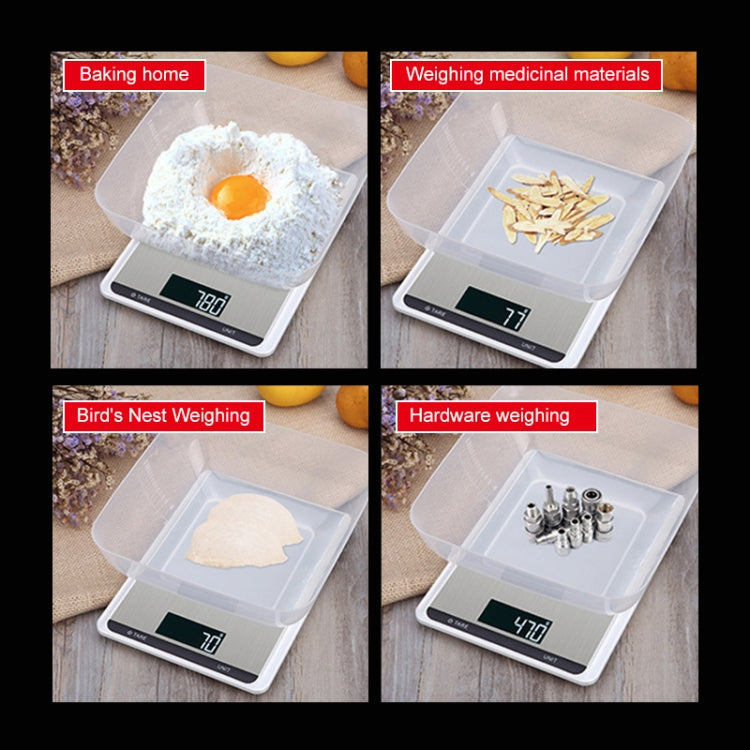 10kg/1g Stainless Steel Kitchen Scale Household Food Electronic Scale(White)