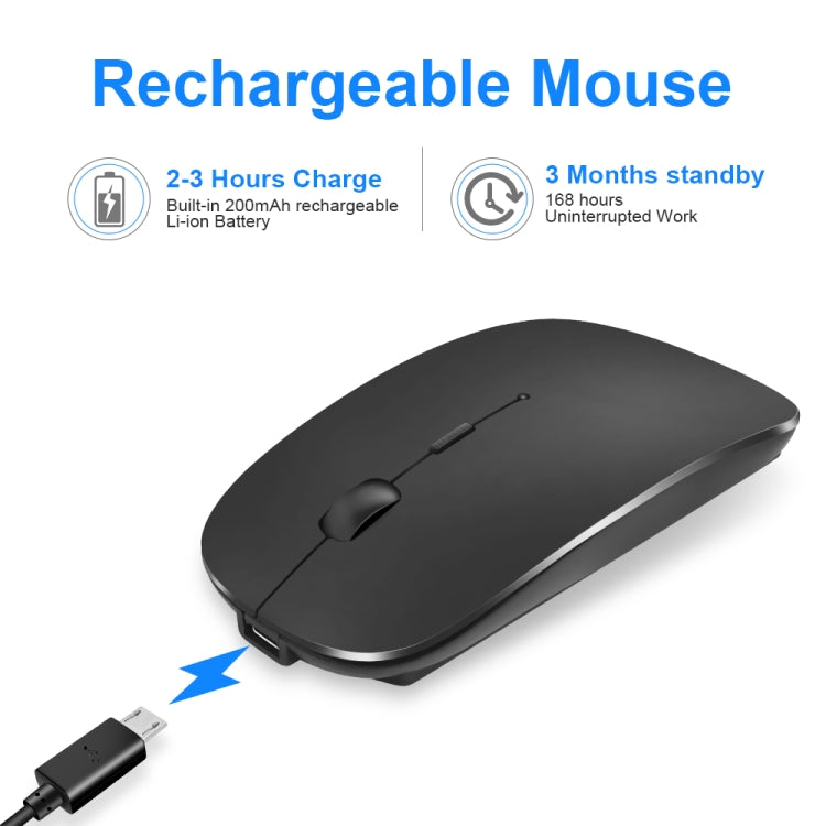 iMICE  E-1300 4 Keys 1600DPI Luminous Wireless Silent Desktop Notebook Mini Mouse, Style:Dual-modes Luminous Edition(Silver)